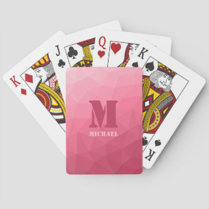 Jeu De Cartes Motif de maille géométrique rose Monogramme