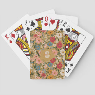 Jeu De Cartes Motif de marguerite coloré vintage - moutarde