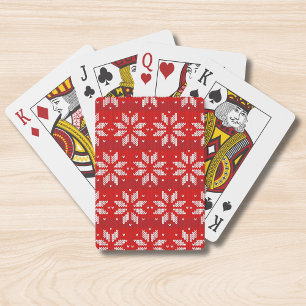 Jeu De Cartes Motif de Noël en tricot rouge flocon de neige