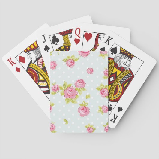 Jeu De Cartes Motif de papier peint d'élégance des roses roses 4 (dos)