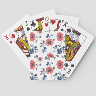 Jeu De Cartes Motif de pépites d'aquarelle - Rouge, Bleu et Blan