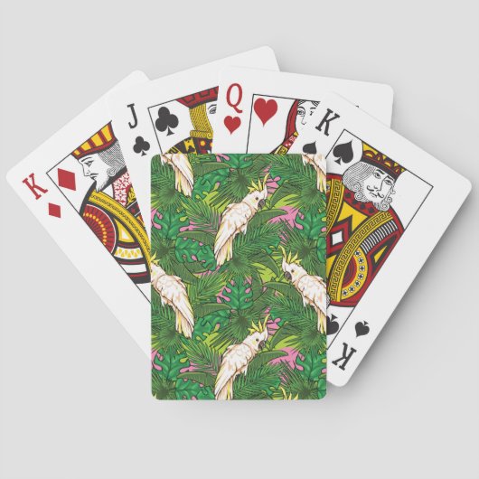 Jeu De Cartes Motif de perroquets avec Feuilles de palme (dos)