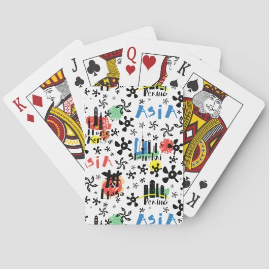 Jeu De Cartes Motif de symboles de l'Asie | (dos)