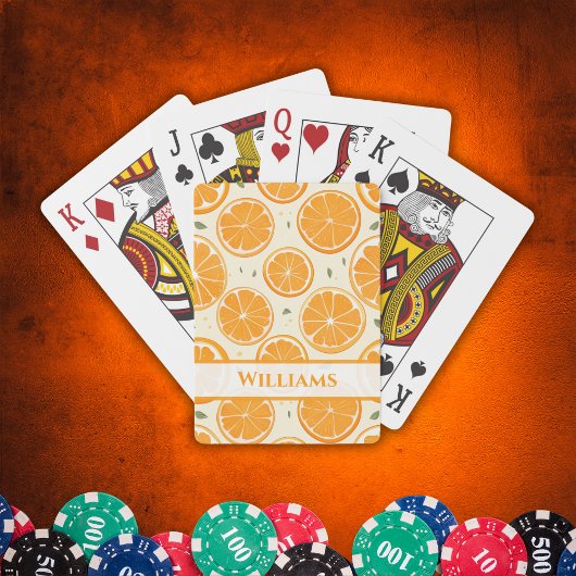 Jeu De Cartes Motif de tranche d'orange frais - Fruit d'agrumes