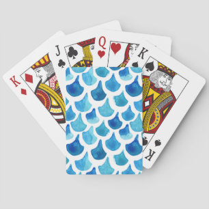 Jeu De Cartes Motif d'échelle d'aquarelle bleue