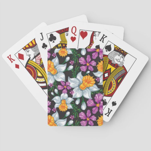 Jeu De Cartes Motif d'élégance avec les fleurs 2 de narcisse (dos)
