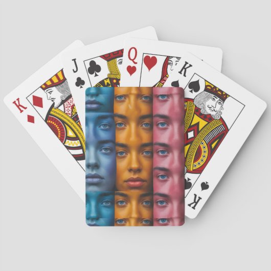 Jeu De Cartes Motif des faces colorées (dos)