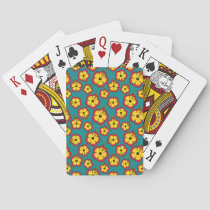 Jeu De Cartes Motif des fleurs tropicales de l'Hibiscus rouge ja