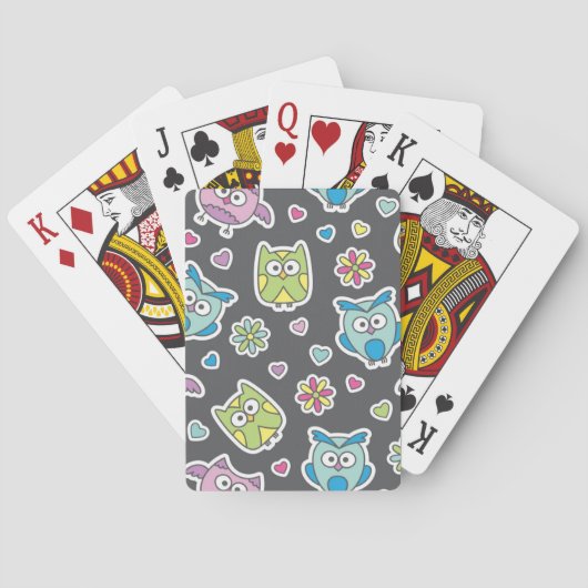 Jeu De Cartes motif des hiboux de bande dessinée (dos)