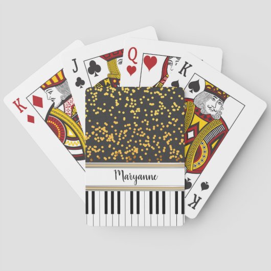 Jeu De Cartes Motif des Pois d'or des clés de piano personnalisé (dos)