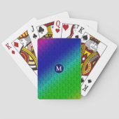 Jeu De Cartes Motif diagonal bleu floral monogramme (dos)