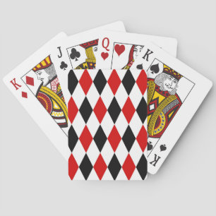 Jeu De Cartes Motif diamant rouge blanc arlequin noir