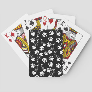 Jeu De Cartes motif d'impression de chat d'os de poissons