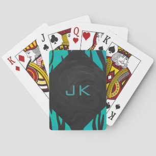 Jeu De Cartes Motif d'impression Turquoise et noir de tigre de m