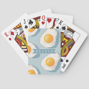 Jeu De Cartes Motif d'oeuf frit personnalisé amusant bleu drôle