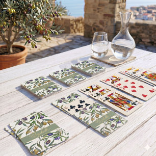 Jeu De Cartes Motif d'olive de style provençal français aquarell