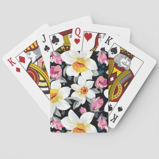 Jeu De Cartes Motif élégant avec fleurs de narcisse (dos)