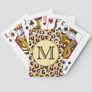 Jeu De Cartes Motif Empreinte de léopard Monogram personnalisé.