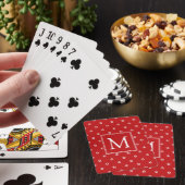 Jeu De Cartes Motif Étoiles Blanches sur Monogramme Rouge Clair (In Situ)