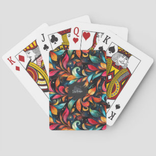 Jeu De Cartes Motif Feuille brillant et coloré - Arrière - plan 
