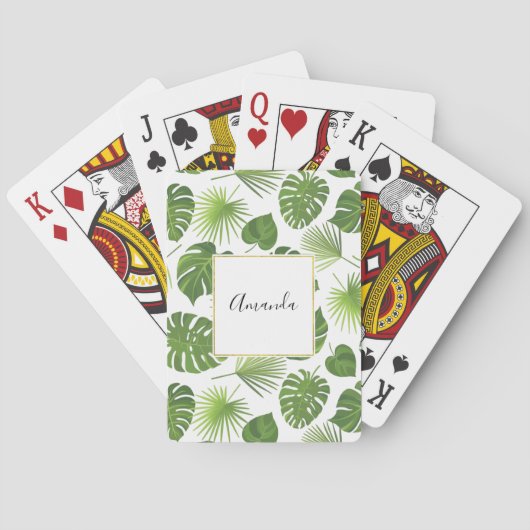 Jeu De Cartes Motif Feuille élégant Green Tropical (dos)