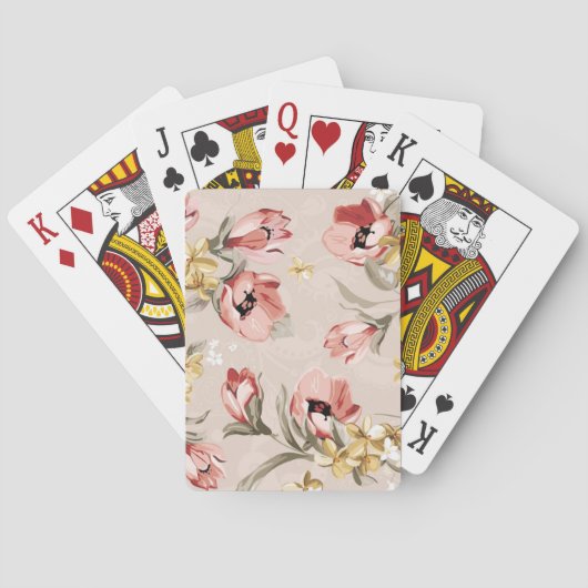 Jeu De Cartes Motif floral 3 d'élégance abstraite (dos)