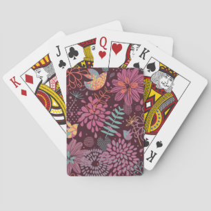 Jeu De Cartes Motif floral abstrait avec des oiseaux