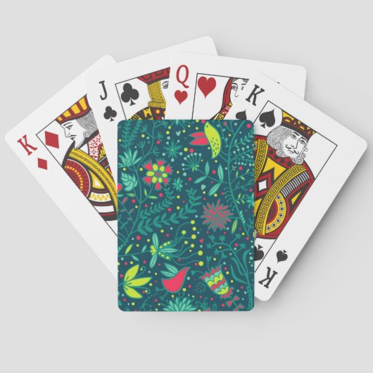 Jeu De Cartes Motif floral avec les oiseaux 2 de bande dessinée (dos)