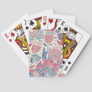 Jeu De Cartes Motif floral avec l'oiseau et le papillon