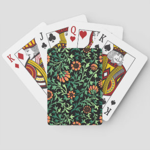 Jeu De Cartes Motif floral complexe avec feuilles vertes