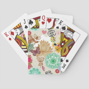 Jeu De Cartes Motif floral dans le rétro style