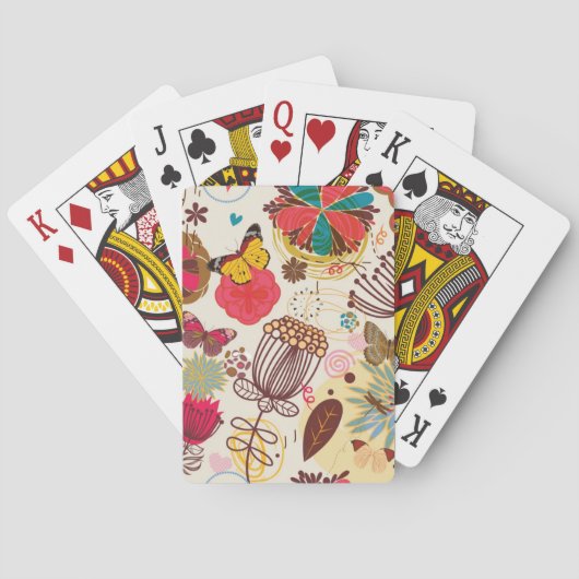 Jeu De Cartes Motif floral dans le rétro style 4 (dos)