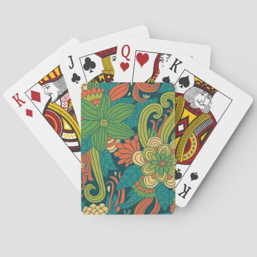 Jeu De Cartes Motif floral d'été (dos)