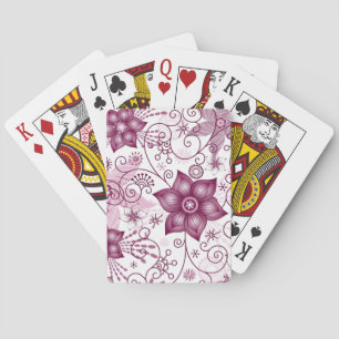 Jeu De Cartes Motif floral en spirale rose et blanc