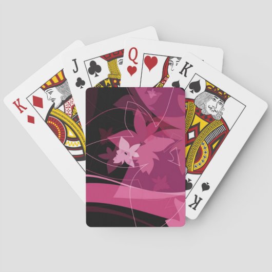 Jeu De Cartes Motif floral magenta (dos)