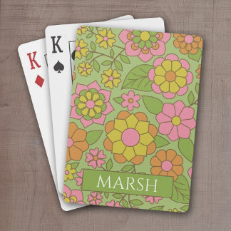 Jeu De Cartes Motif floral Pastel coloré - Monogramme