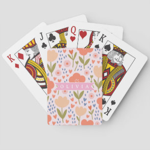 Jeu De Cartes Motif floral personnalisé folk mignon nordique ros