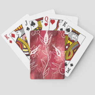 Jeu De Cartes Motif Floral Rouge Et Blanc
