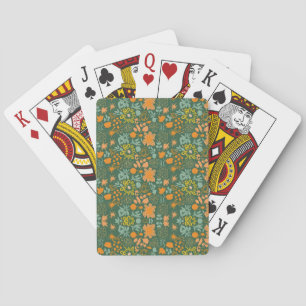 Jeu De Cartes Motif floral sur fond vert foncé