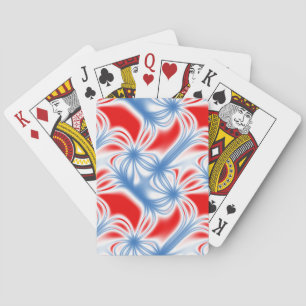Jeu De Cartes Motif fractal incurvé rouge et bleu