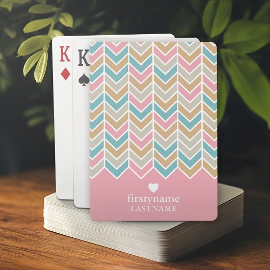 Jeu De Cartes Motif Herringbone moderne - Or bleu rose
