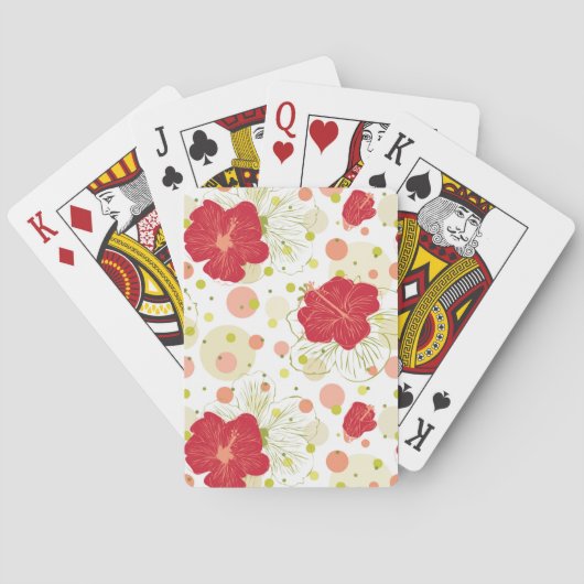 Jeu De Cartes Motif Hibiscus tiré à la main (dos)