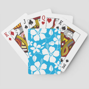JEU DE CARTES MOTIF HULA HAWAIEN (HIBISCUS) BLEU