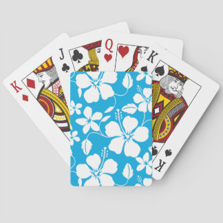 JEU DE CARTES MOTIF HULA HAWAIEN (HIBISCUS) BLEU