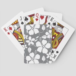 JEU DE CARTES MOTIF HULA HAWAIEN (HIBISCUS) EN ÉTAIN