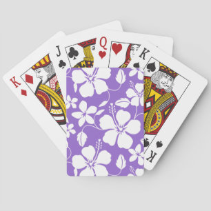 JEU DE CARTES MOTIF HULA HAWAIEN (HIBISCUS) LILAS CLAIR