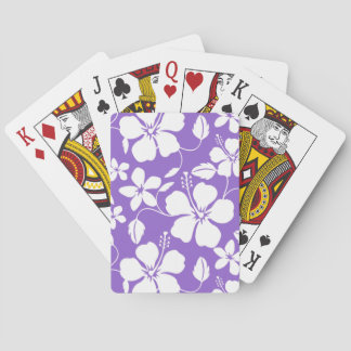 JEU DE CARTES MOTIF HULA HAWAIEN (HIBISCUS) LILAS CLAIR