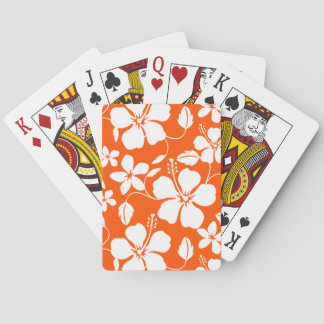 JEU DE CARTES MOTIF HULA HAWAIEN (HIBISCUS) ORANGE