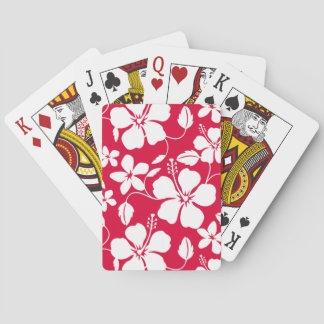 JEU DE CARTES MOTIF HULA HAWAIEN (HIBISCUS) ROUGE