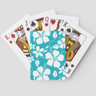 JEU DE CARTES MOTIF HULA HAWAIEN (HIBISCUS) SARCELLE